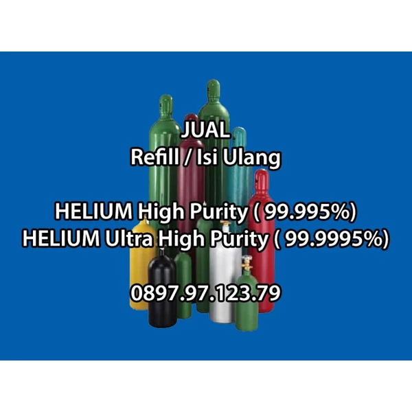  Isi Ulang Helium he UHP ( Ultra High Purity ) 1M3/ Refill Tabung Gas Helium / isi ulang helium balon
